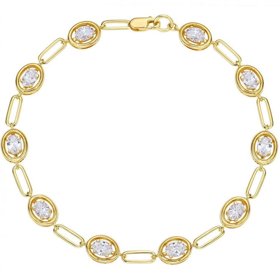 Francis & Gaye Smiling Rocks 14ct Yellow Gold Laboratory Created Diamond Oval Cut Bracelet