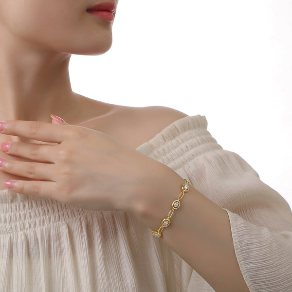 Francis & Gaye Smiling Rocks 14ct Yellow Gold Laboratory Created Diamond Oval Cut Bracelet