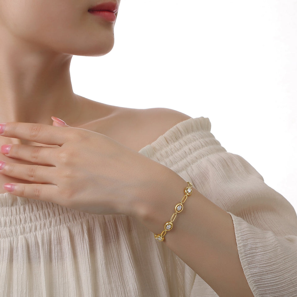 Francis & Gaye Smiling Rocks 14ct Yellow Gold Laboratory Created Diamond Oval Cut Bracelet