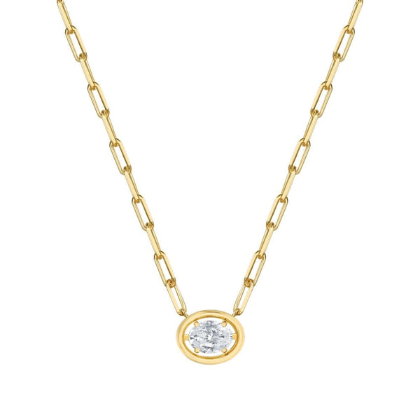 Francis & Gaye Smiling Rocks 14ct Yellow Gold Oval Laboratory Created Diamond Necklace