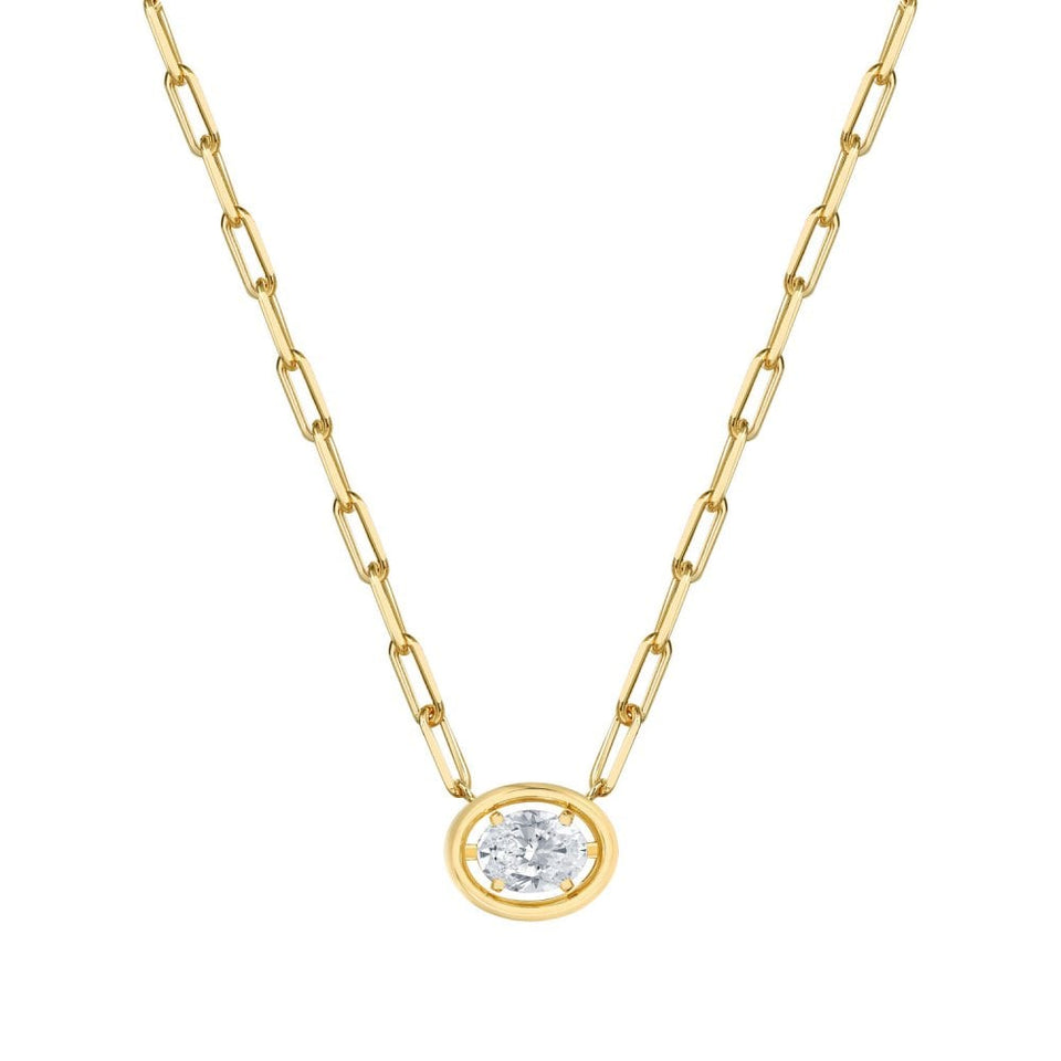 Francis & Gaye Smiling Rocks 14ct Yellow Gold Oval Laboratory Created Diamond Necklace