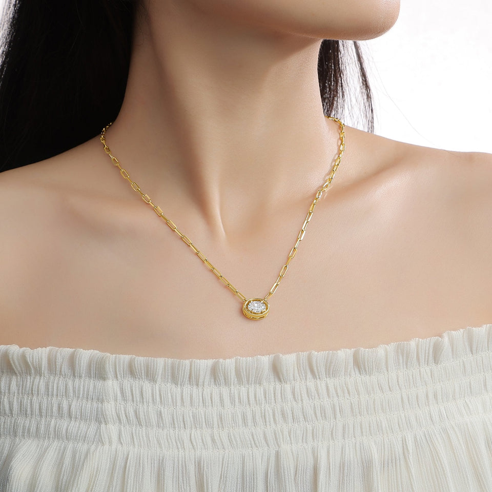 Francis & Gaye Smiling Rocks 14ct Yellow Gold Oval Laboratory Created Diamond Necklace