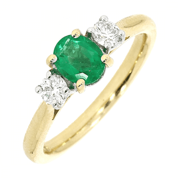 Francis & Gaye 18ct Diamond & 0.44ct Emerald Three Stone Ring