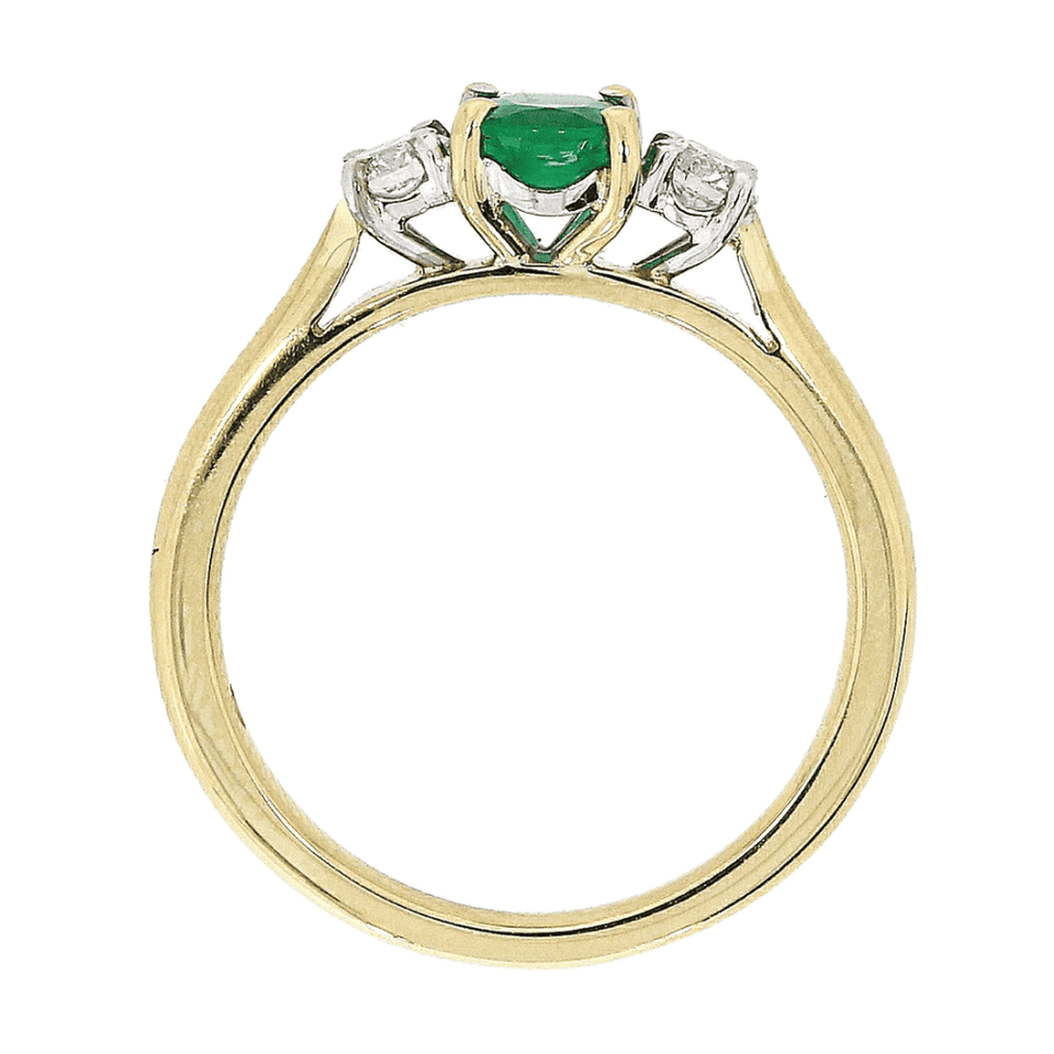 Francis & Gaye 18ct Diamond & 0.44ct Emerald Three Stone Ring