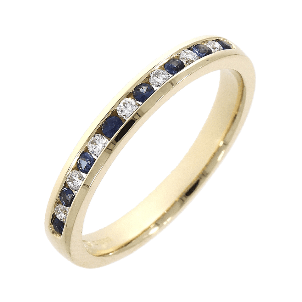 Francis & Gaye 18ct Gold 0.10ct Diamond & 0.16ct Sapphire Eternity Ring