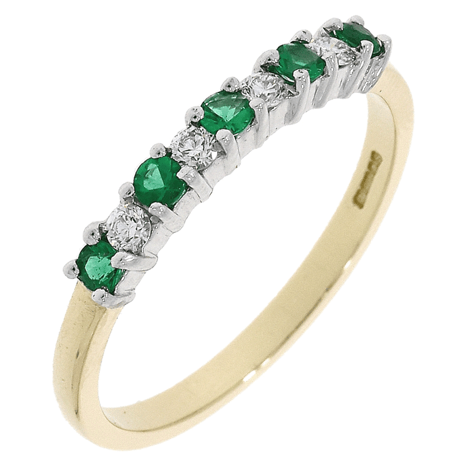 Francis & Gaye 18ct Gold 0.15ct Emerald & 0.12ct Diamond Eternity Ring