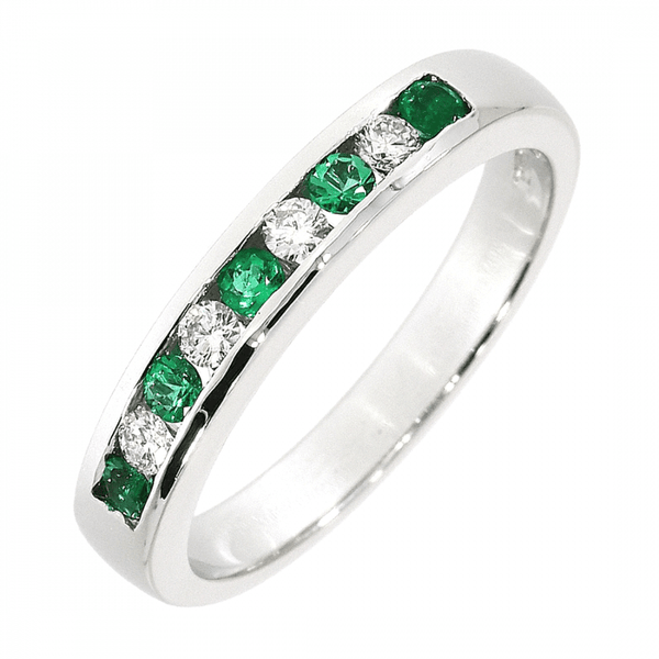 Francis & Gaye 18ct Gold 0.16ct Emerald & 0.11ct Diamond Channel Set Ring