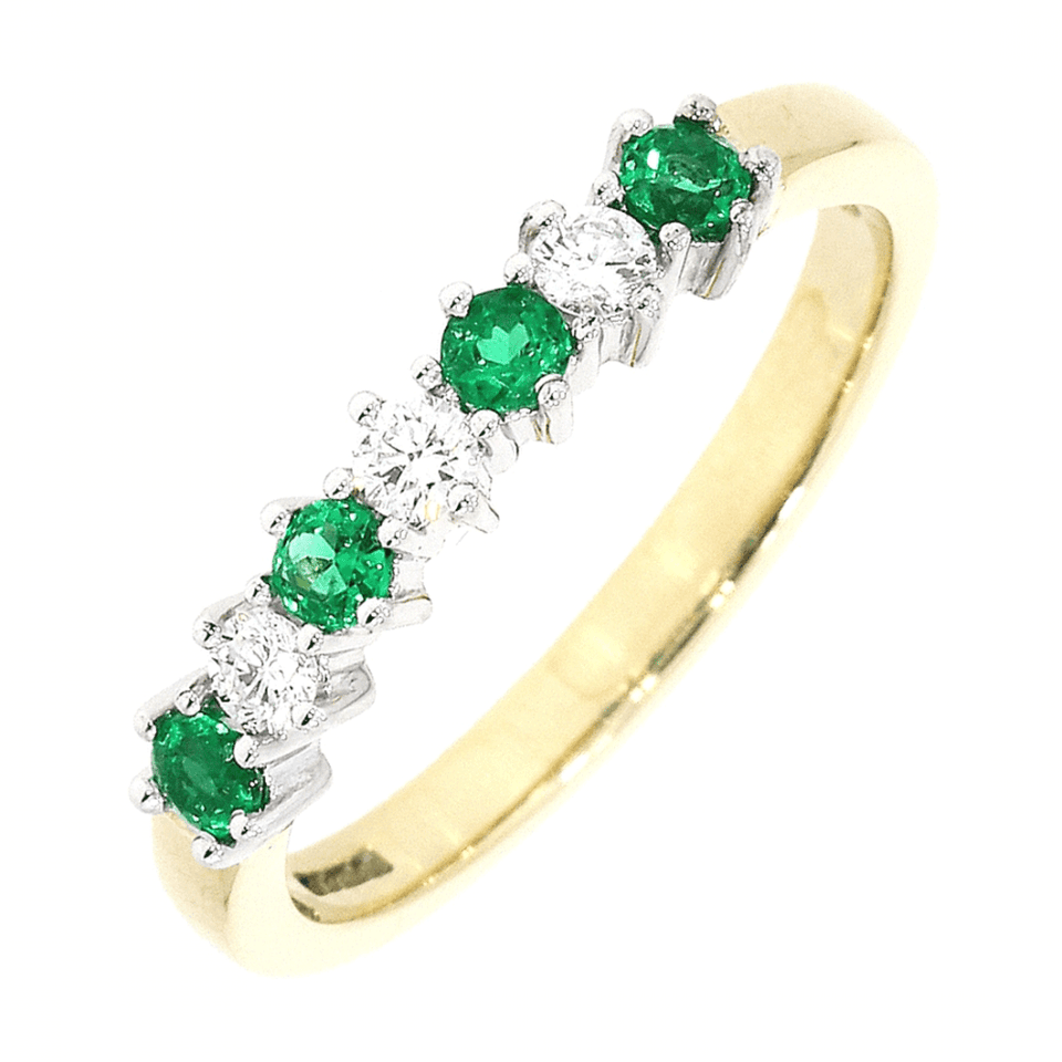 Francis & Gaye 18ct Gold 0.22ct Emerald & 0.15ct Diamond Seven Stone Ring