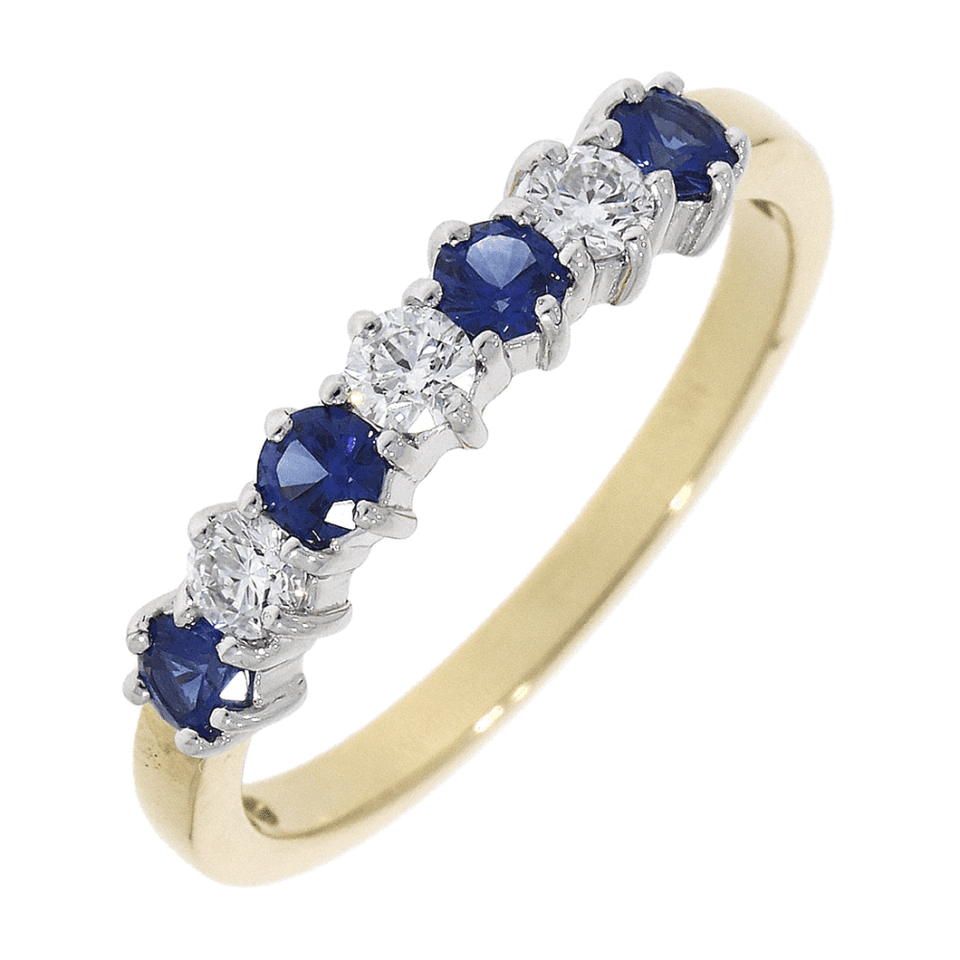 Francis & Gaye 18ct Gold 0.26ct Diamond & 0.43ct Sapphire Half Eternity Ring