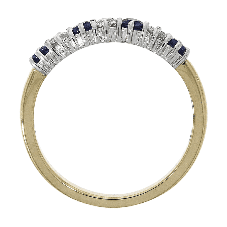 Francis & Gaye 18ct Gold 0.26ct Diamond & 0.43ct Sapphire Half Eternity Ring