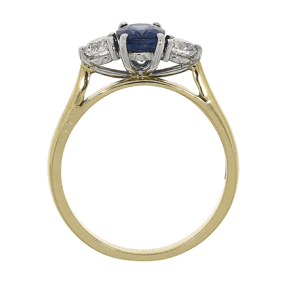 Francis & Gaye 18ct Gold 0.30ct Diamond & 1.04ct Sapphire Three Stone Ring