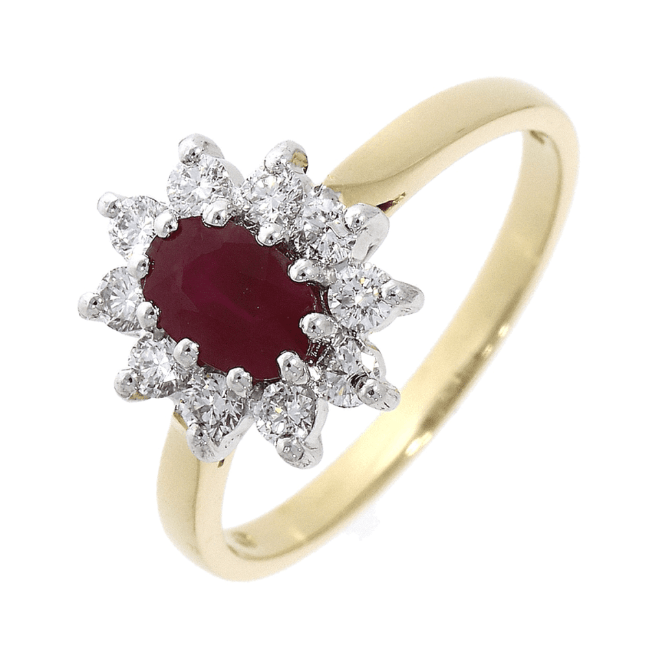 Francis & Gaye 18ct Gold 0.33ct Diamond & 0.58ct Ruby Cluster Ring