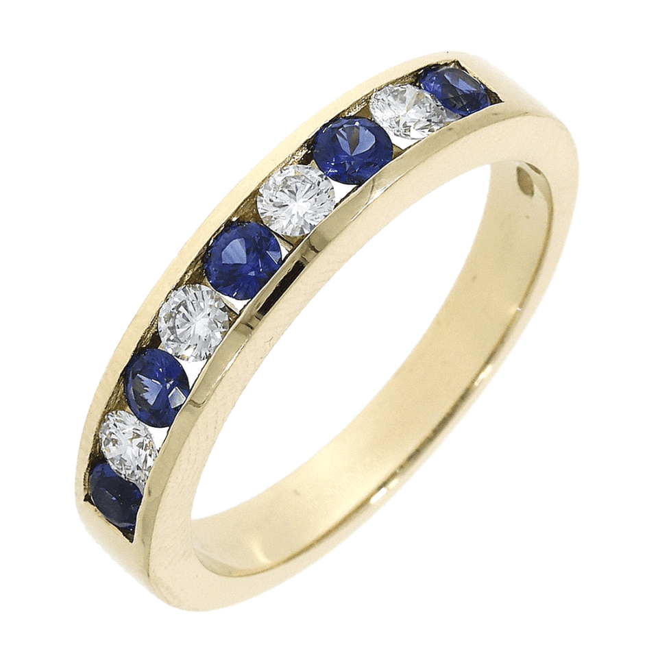 Francis & Gaye 18ct Gold 0.36ct Diamond & 0.55ct Sapphire Eternity Ring