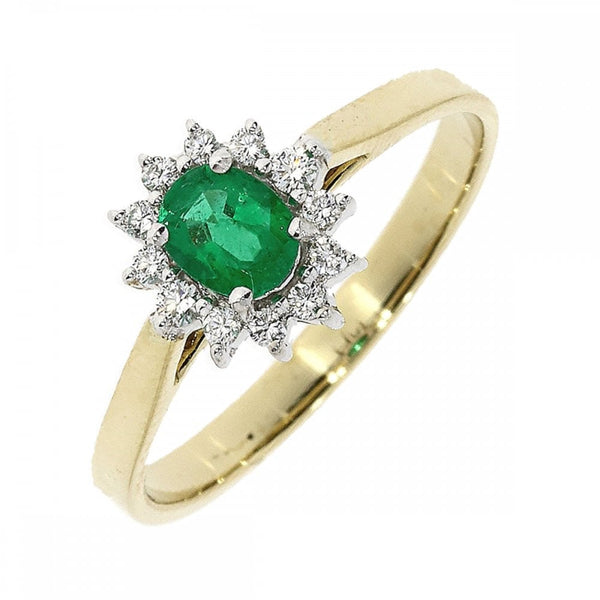 Francis & Gaye 18ct Gold 0.36ct Emerald & 0.13ct Diamond Cluster Ring