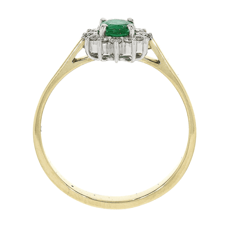 Francis & Gaye 18ct Gold 0.36ct Emerald & 0.13ct Diamond Cluster Ring