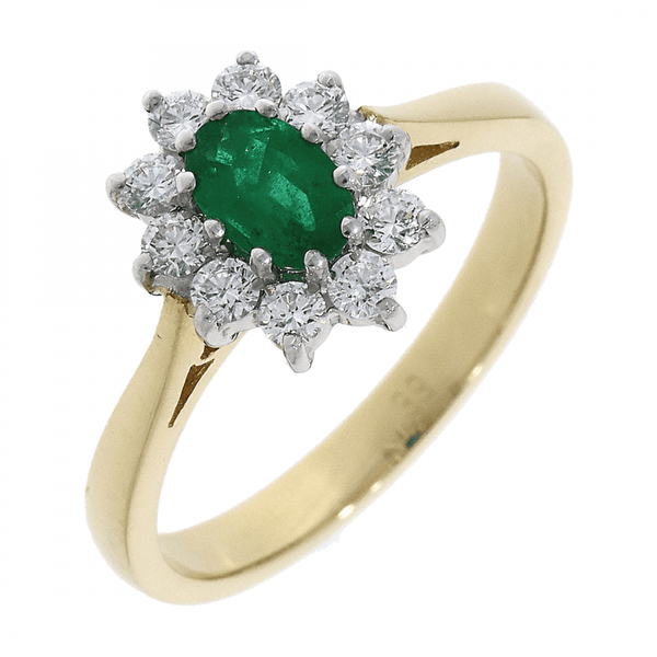 Francis & Gaye 18ct Gold 0.41ct Emerald & 0.39ct Diamond Cluster Ring