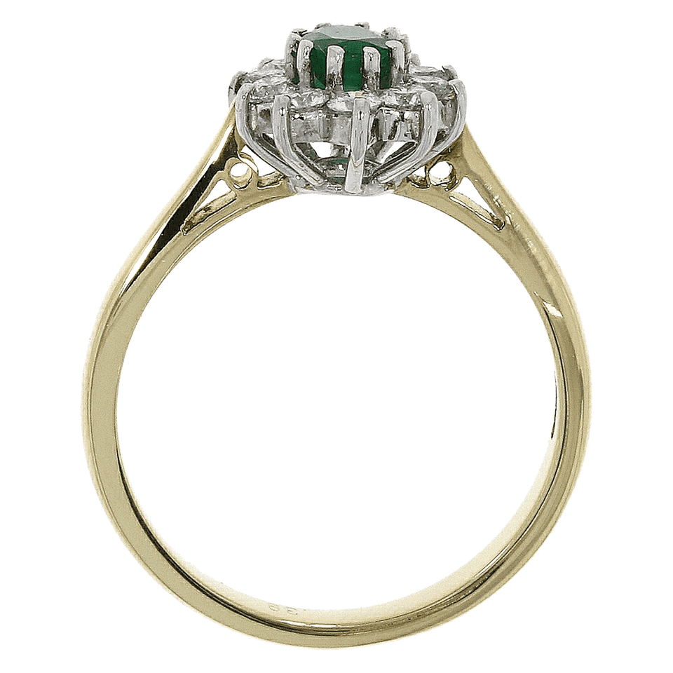 Francis & Gaye 18ct Gold 0.41ct Emerald & 0.39ct Diamond Cluster Ring