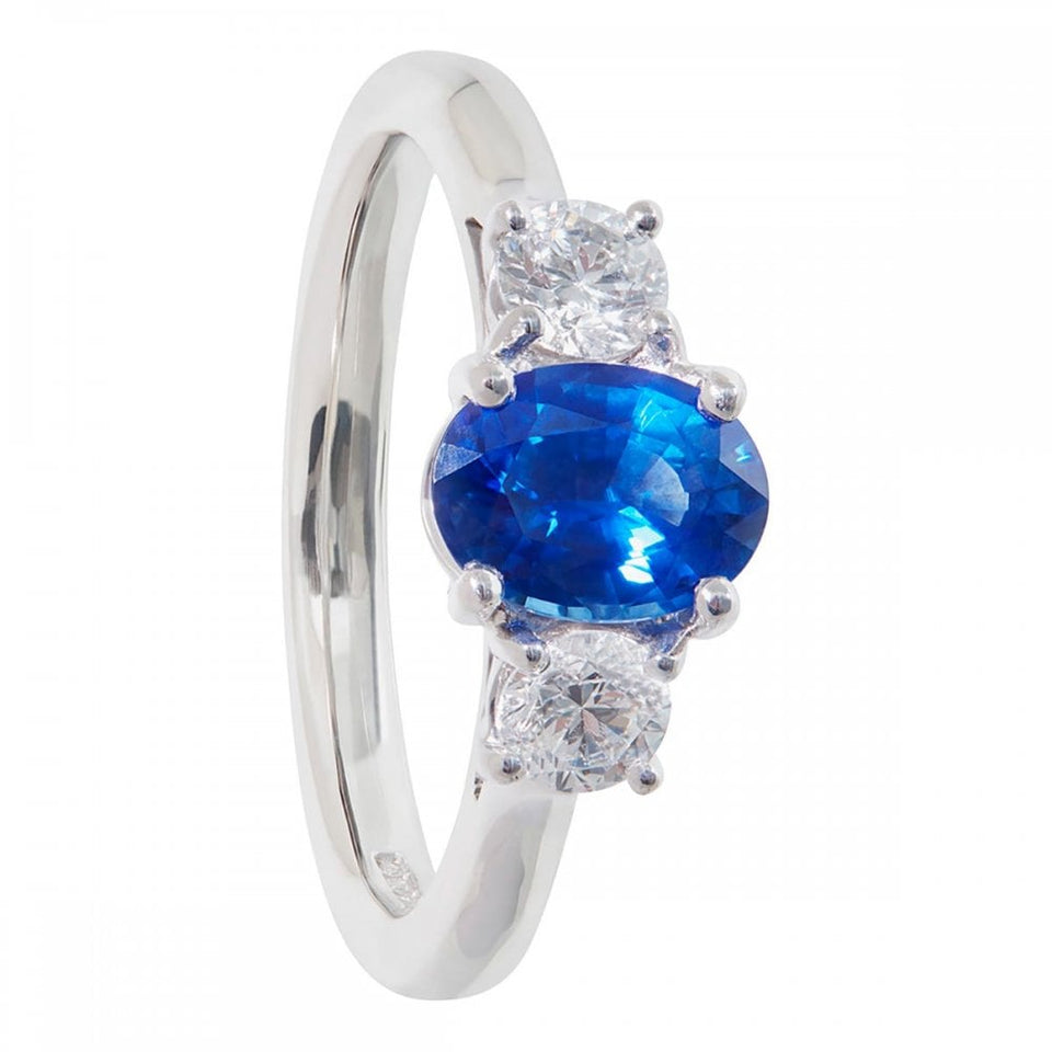 Francis & Gaye 18ct Gold 0.43ct Diamond & 1.16ct Sapphire Three Stone Ring