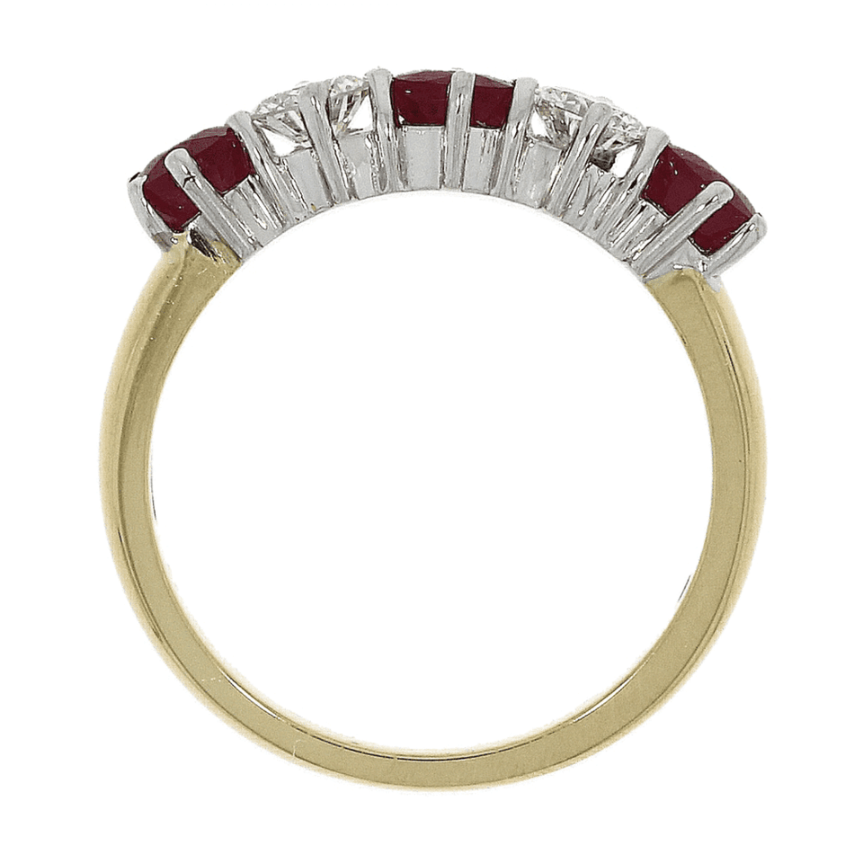 Francis & Gaye 18ct Gold 0.48ct Diamond & 0.90ct Ruby Five Stone Ring