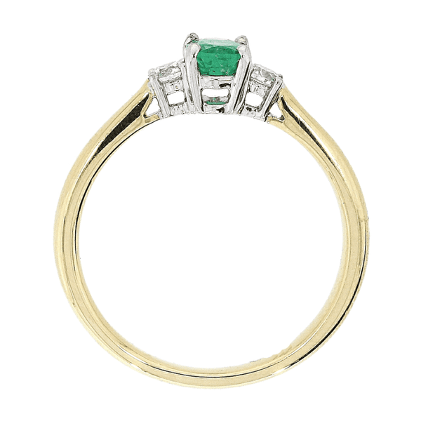 Francis & Gaye 18ct Gold 0.48ct Emerald & 0.13ct Diamond Three Stone Ring
