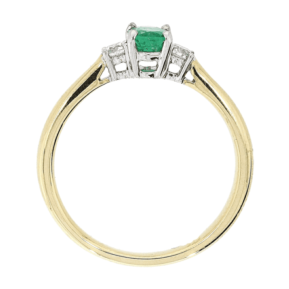 Francis & Gaye 18ct Gold 0.48ct Emerald & 0.13ct Diamond Three Stone Ring