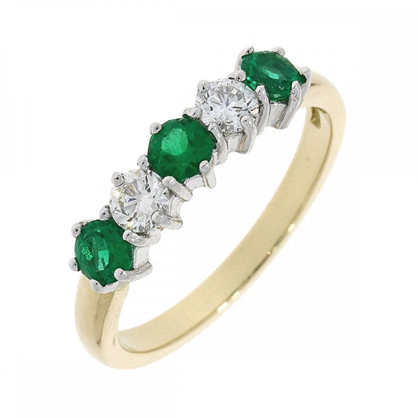 Francis & Gaye 18ct Gold 0.50ct Emerald & 0.32ct Diamond Five Stone Ring