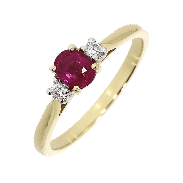 Francis & Gaye 18ct Gold 0.51ct Ruby & 0.08ct Diamond Three Stone Ring
