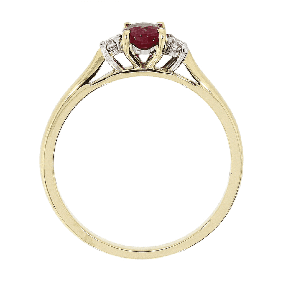 Francis & Gaye 18ct Gold 0.51ct Ruby & 0.08ct Diamond Three Stone Ring