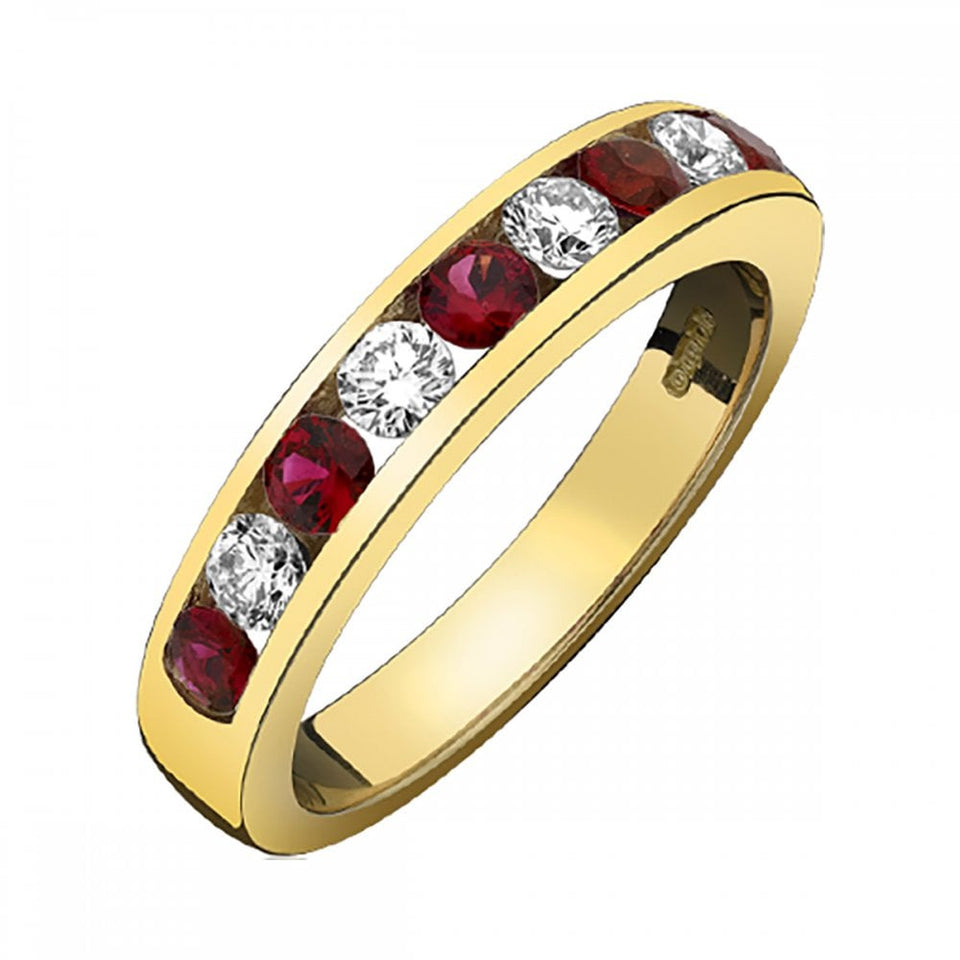 Francis & Gaye 18ct Gold 0.60ct Ruby & 0.37ct Diamond Channel Set Ring
