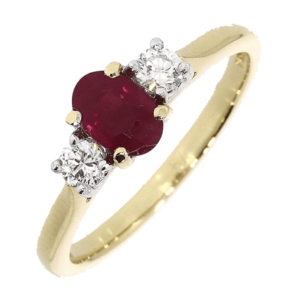Francis & Gaye 18ct Gold 0.66ct Ruby & 0.23ct Diamond Three Stone Ring