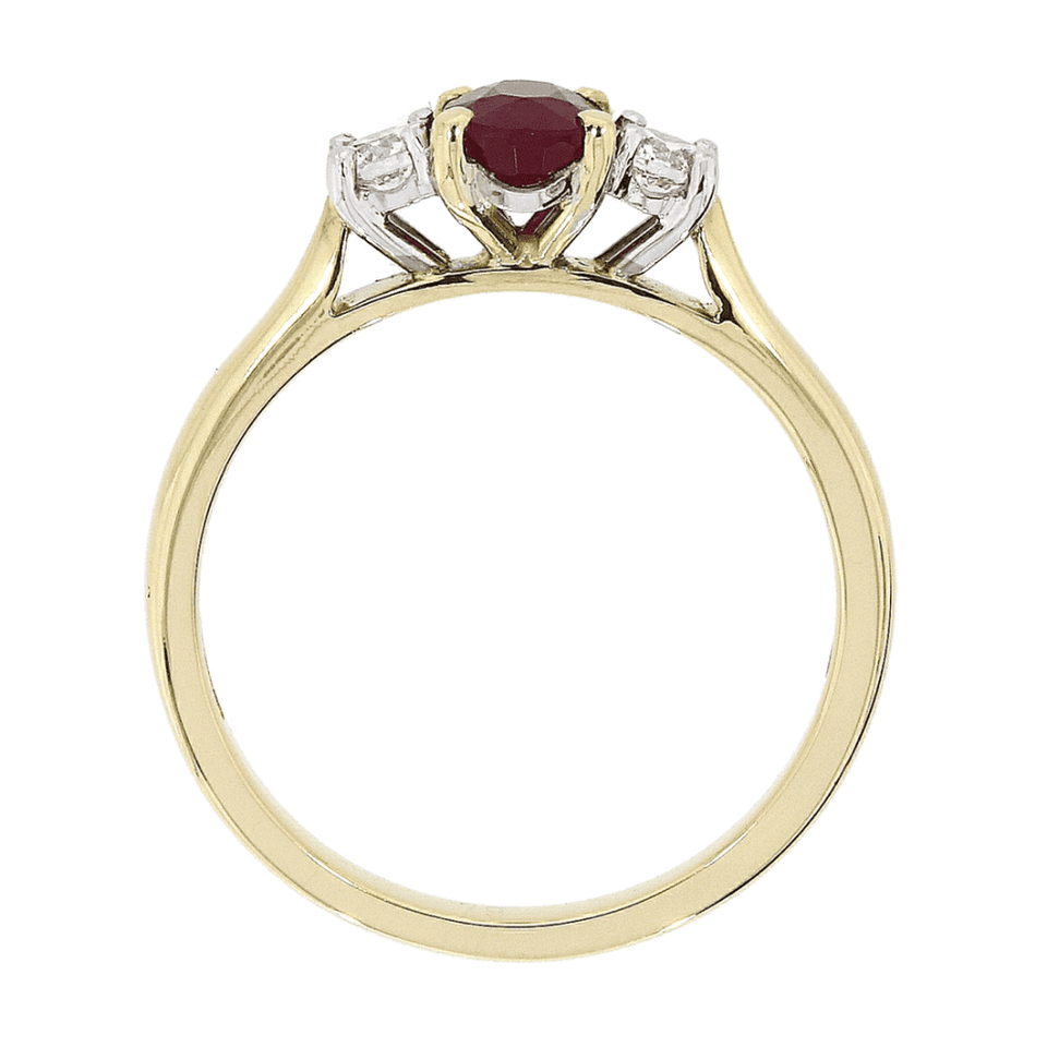 Francis & Gaye 18ct Gold 0.66ct Ruby & 0.23ct Diamond Three Stone Ring