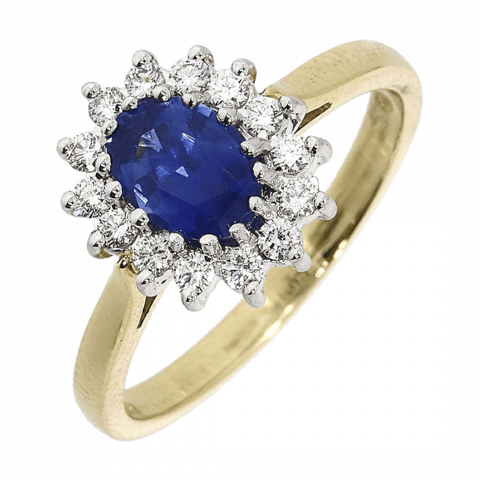 Francis & Gaye 18ct Gold 0.83ct Sapphire & Diamond Cluster Ring