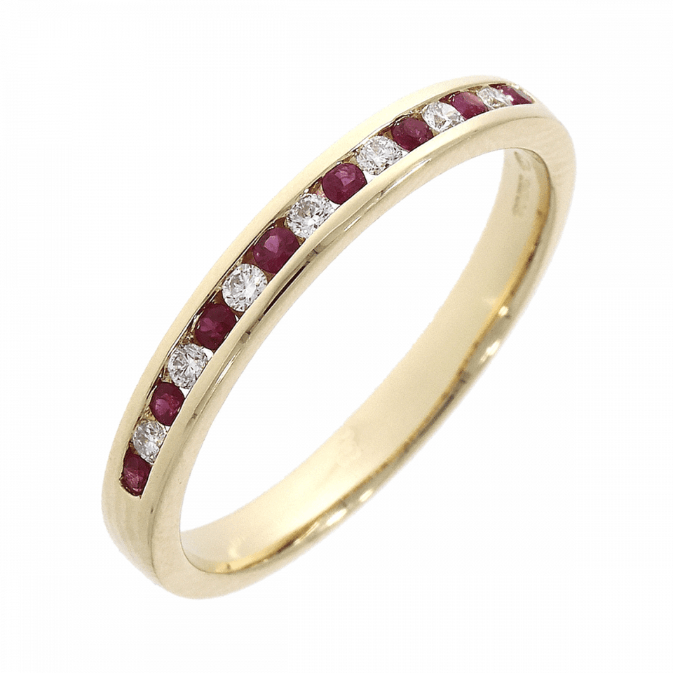 Francis & Gaye 18ct Gold Diamond & 0.17ct Ruby Eternity Ring