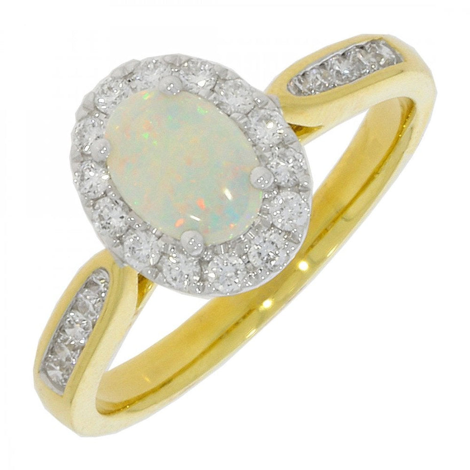 Francis & Gaye 18ct Gold Diamond and Opal Cluster Ring