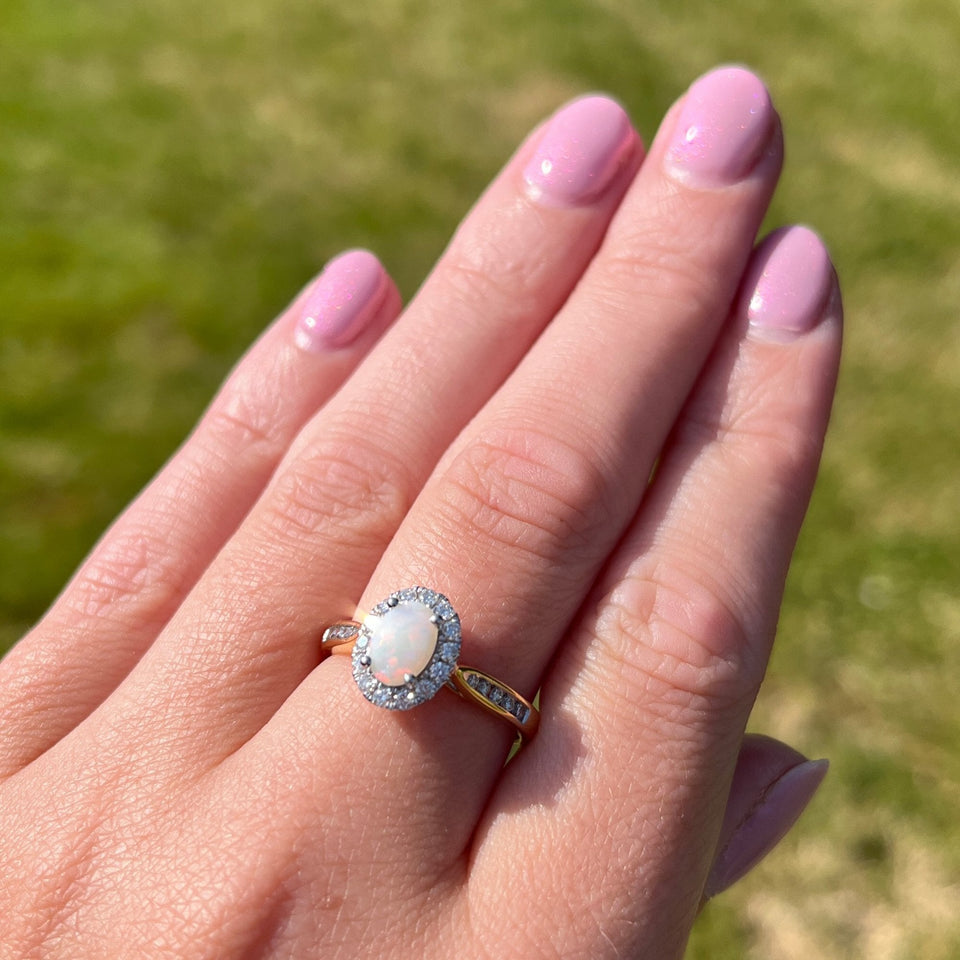 Francis & Gaye 18ct Gold Diamond and Opal Cluster Ring