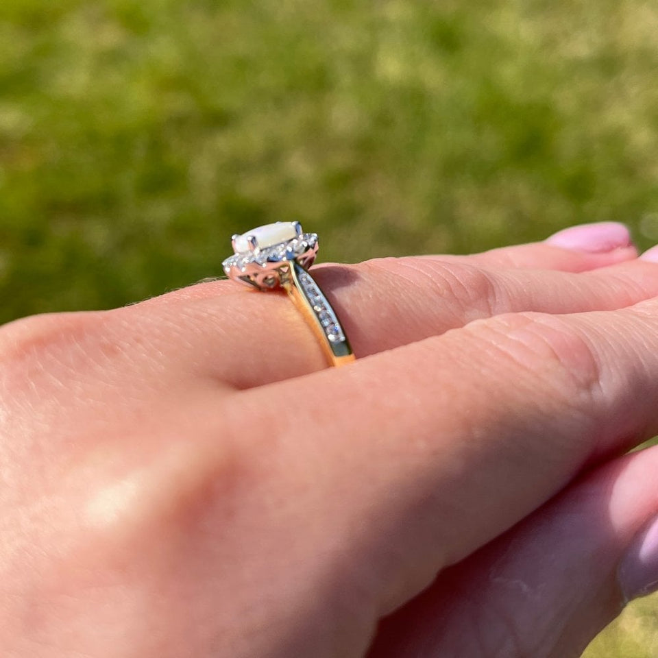 Francis & Gaye 18ct Gold Diamond and Opal Cluster Ring