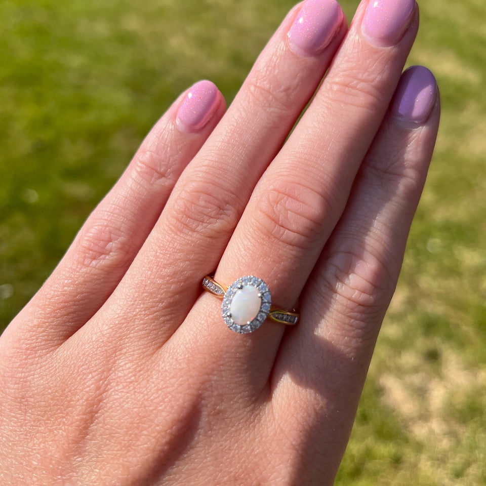 Francis & Gaye 18ct Gold Diamond and Opal Cluster Ring