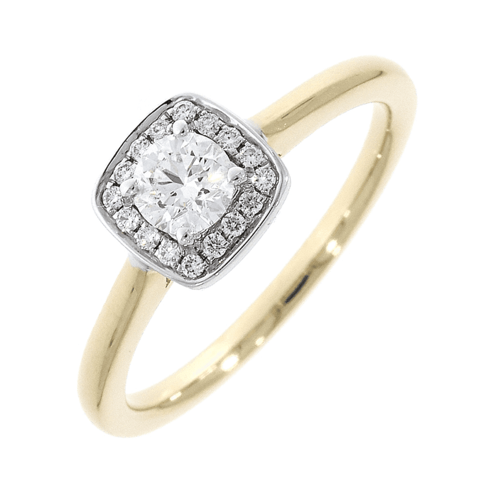 Francis & Gaye 18ct Gold Square 0.38ct Diamond Halo Ring