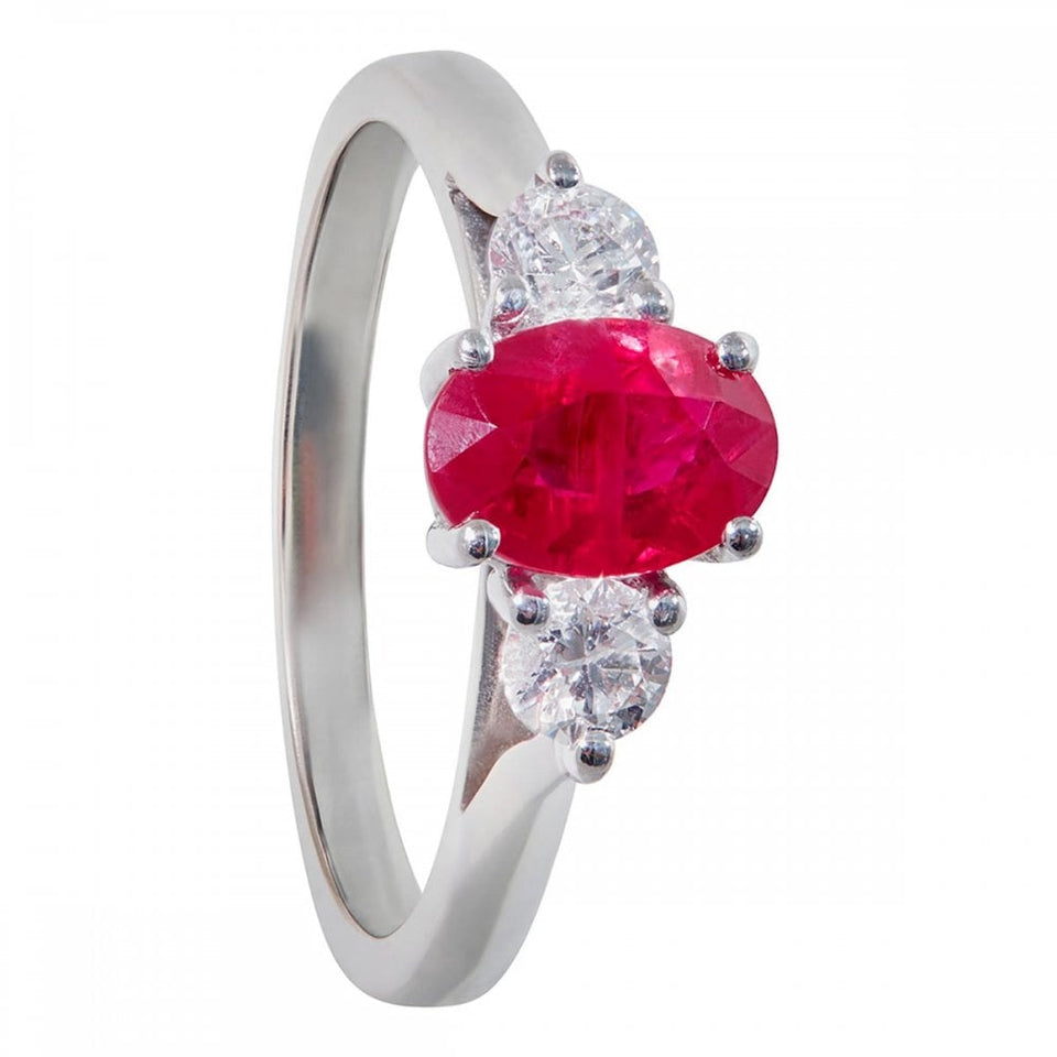 Francis & Gaye 18ct Gold Three Stone 0.33ct Diamond & 1.22ct Ruby Ring