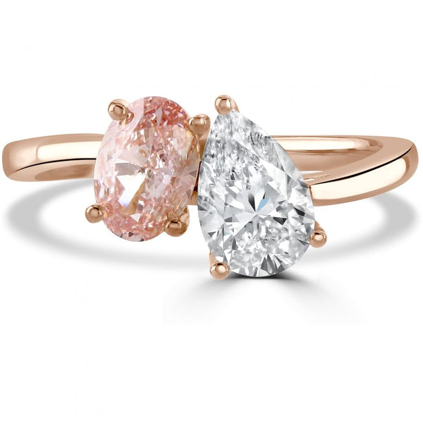 Francis & Gaye 18ct Rose Gold Laboratory Created Diamond Toi Et Moi Ring