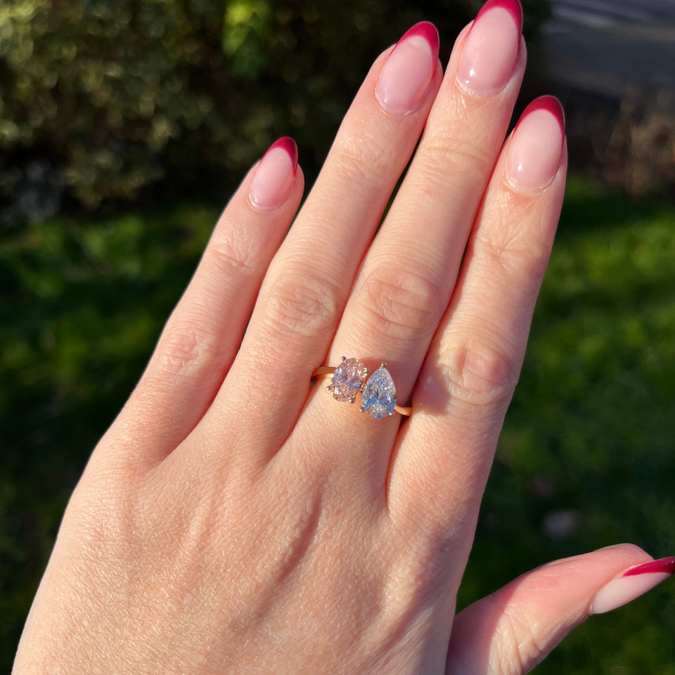 Francis & Gaye 18ct Rose Gold Laboratory Created Diamond Toi Et Moi Ring