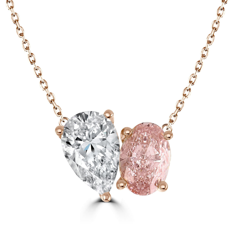 Francis & Gaye 18ct Rose Gold Toi Et Moi Pink Diamond Necklace