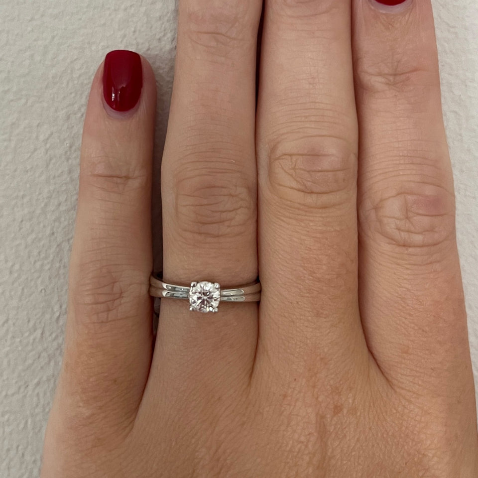 Francis & Gaye 18ct White Gold 0.40ct Diamond Solitaire Double Band Ring