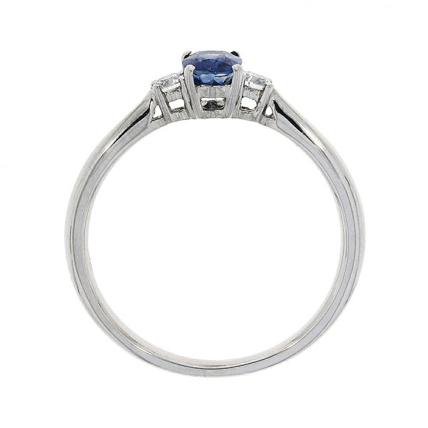 Francis & Gaye 18ct White Gold 0.5ct Sapphire & Brilliant Cut Trilogy Ring