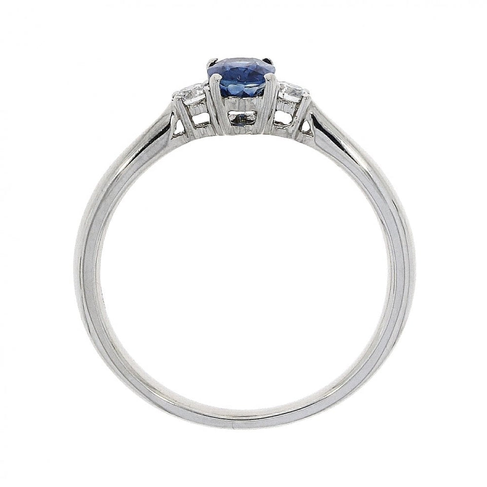 Francis & Gaye 18ct White Gold 0.5ct Sapphire & Brilliant Cut Trilogy Ring