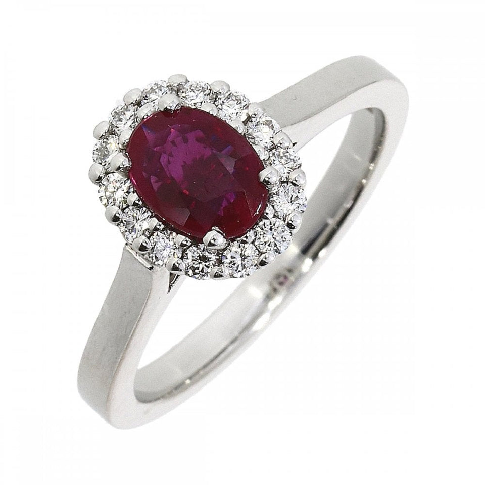 Francis & Gaye 18ct White Gold 0.74ct Ruby & Diamond Cluster Ring
