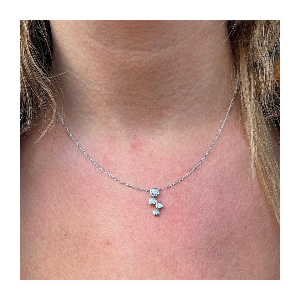 Francis & Gaye 18ct White Gold 4 Diamond Bubble Necklace