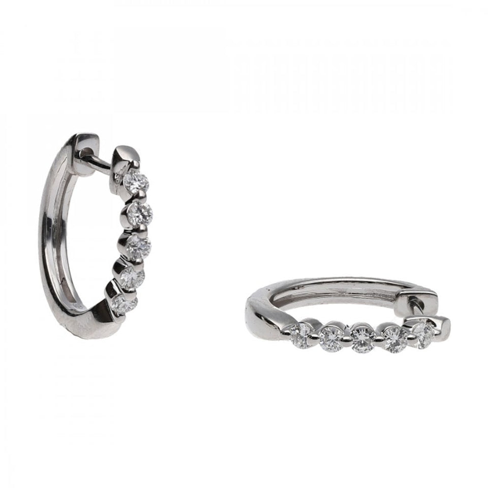 Francis & Gaye 18ct White Gold 5 Diamond Earring Hoops