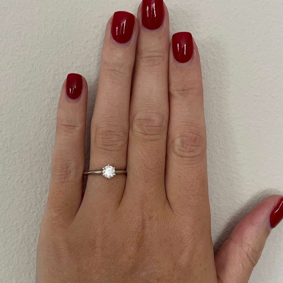 Francis & Gaye 18ct White Gold 6 Claw 0.55ct Diamond Solitaire Ring