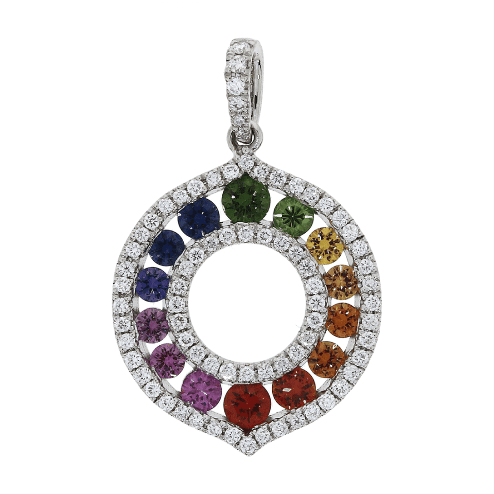 Francis & Gaye 18ct White Gold Multicolour Sapphire Pendant